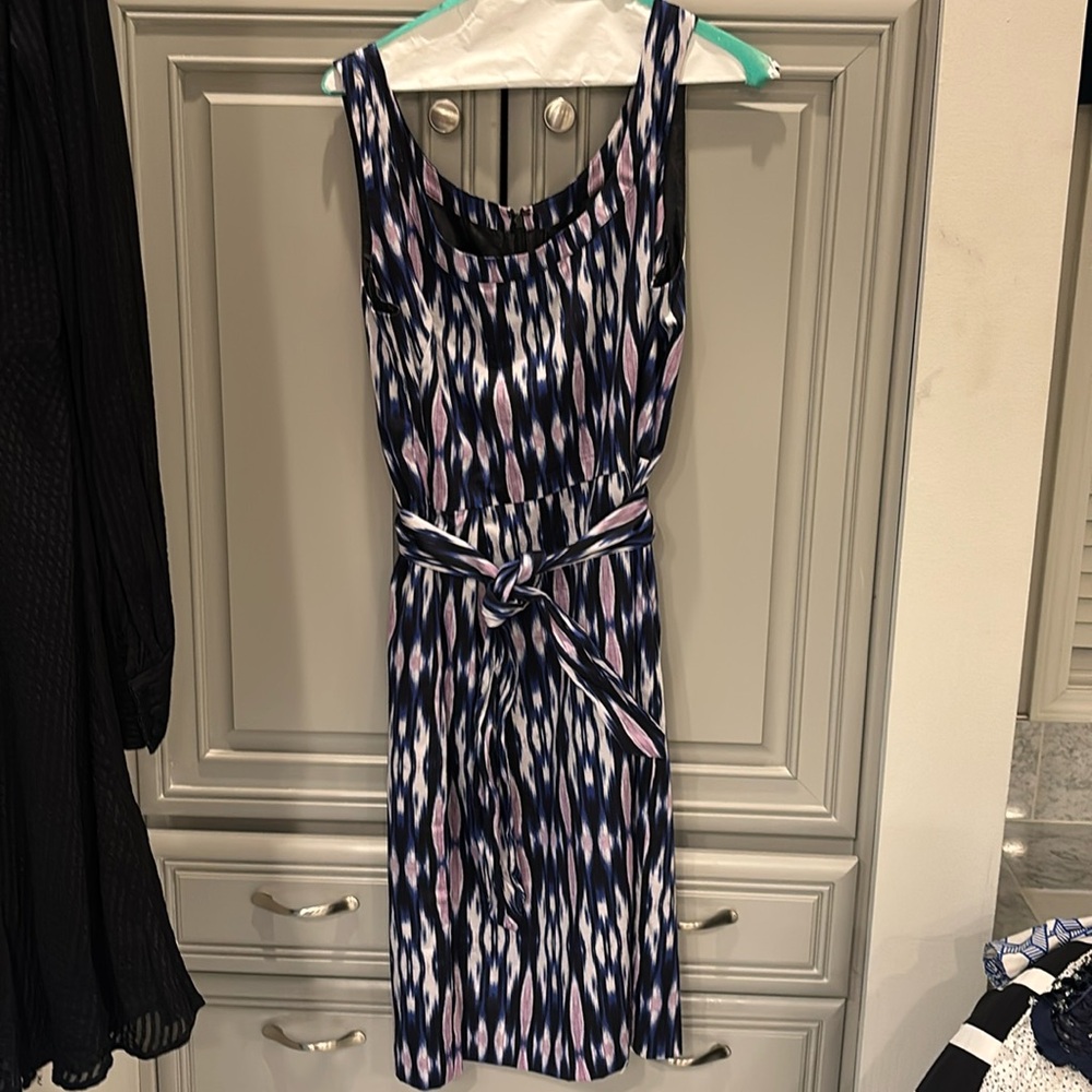 Blue white and lavender summer dress with tie in the front and Taylor size 14